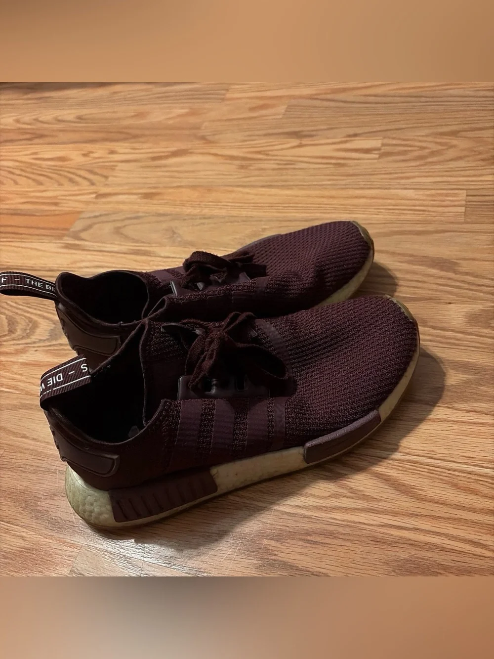 adidas Men's Burgundy Knit Lace-Up Sneakers